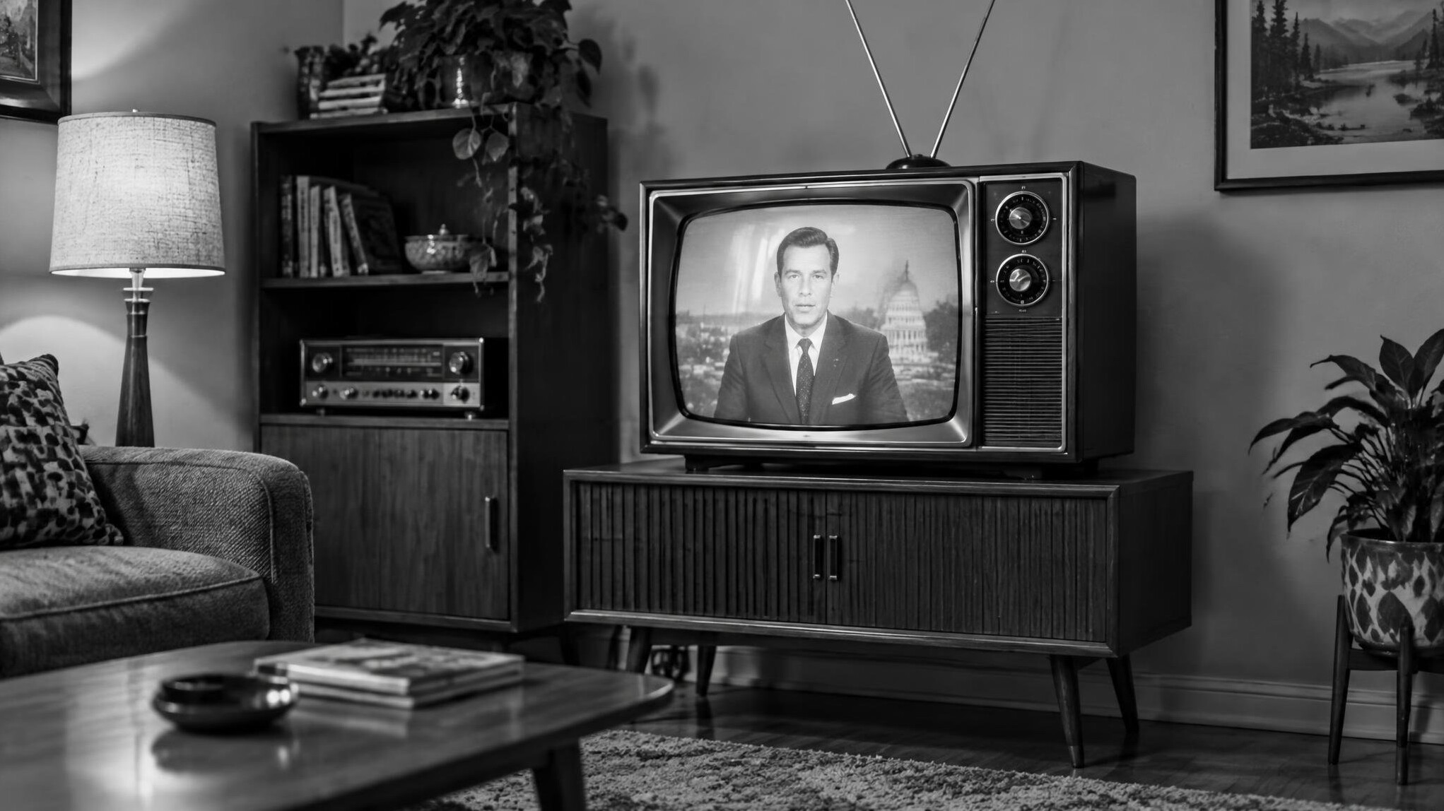 vintage black and white television